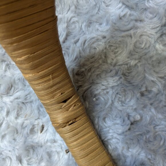 Vintage Woven Basket Purse Camel Fabric Sides with Wicker Handle and Detailing - Picture 11 of 11